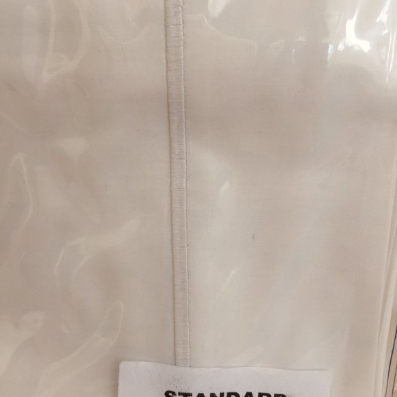 FRETTE 2x Standard Pillowcases ITALY 1Bourdon Beige Embroider 100% Cotton NEW - Picture 2 of 8